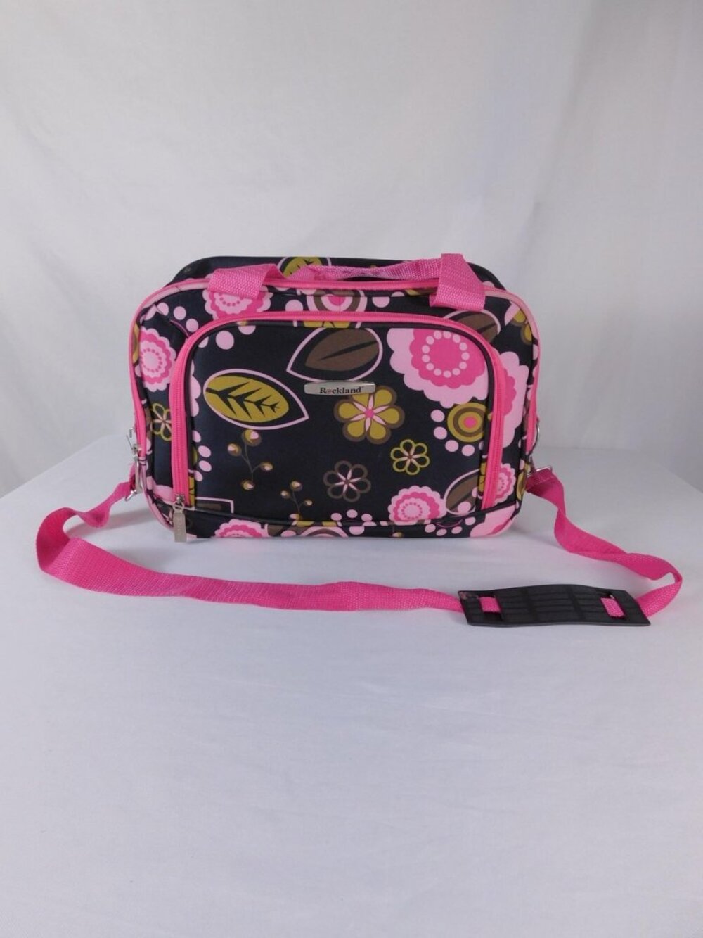 Rockland Pink Floral Carry On Bag Soft Case Travel Luggage Adjustable Strap